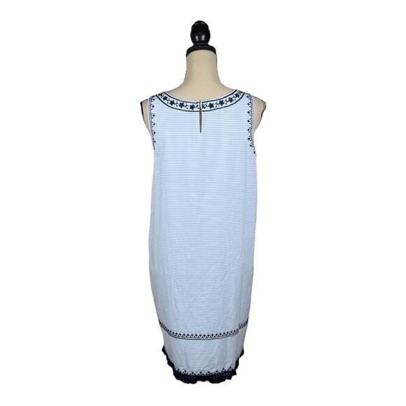 Vineyard Vines Breezy Stripe Embroidered Shift Dress With Tassels - Picture 4 of 5